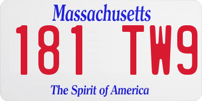 MA license plate 181TW9