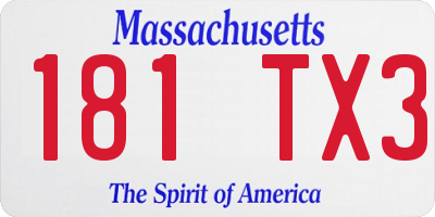 MA license plate 181TX3