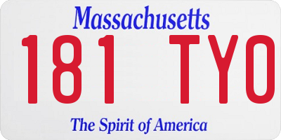 MA license plate 181TY0