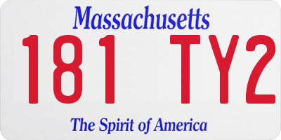 MA license plate 181TY2