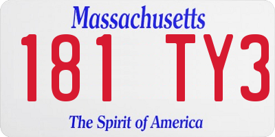 MA license plate 181TY3
