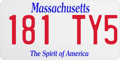 MA license plate 181TY5