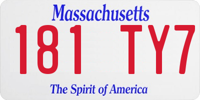 MA license plate 181TY7