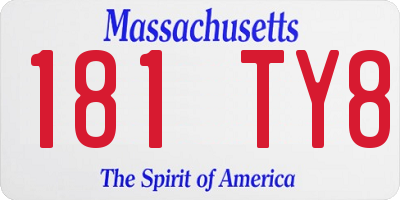 MA license plate 181TY8