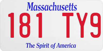 MA license plate 181TY9