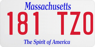 MA license plate 181TZ0