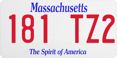 MA license plate 181TZ2