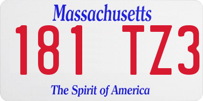 MA license plate 181TZ3