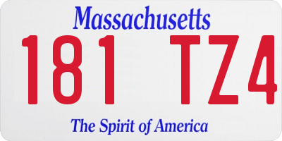 MA license plate 181TZ4