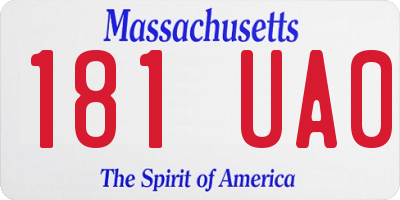 MA license plate 181UA0