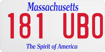 MA license plate 181UB0