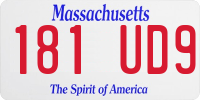 MA license plate 181UD9