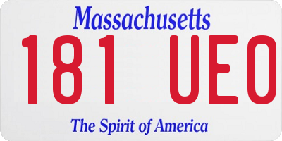 MA license plate 181UE0