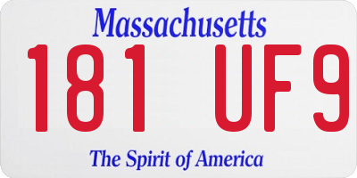 MA license plate 181UF9