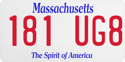MA license plate 181UG8