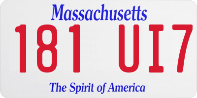 MA license plate 181UI7