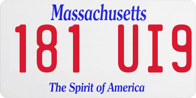 MA license plate 181UI9