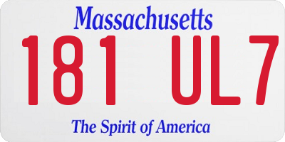 MA license plate 181UL7
