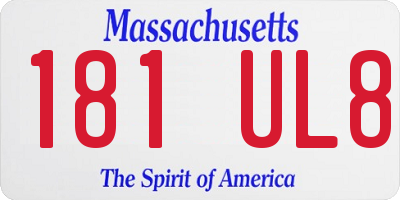 MA license plate 181UL8