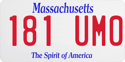 MA license plate 181UM0
