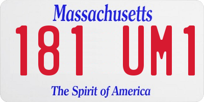 MA license plate 181UM1