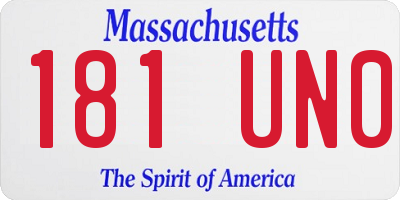 MA license plate 181UN0
