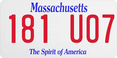 MA license plate 181UO7
