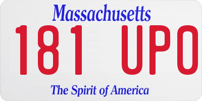 MA license plate 181UP0