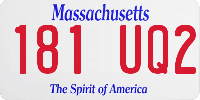 MA license plate 181UQ2