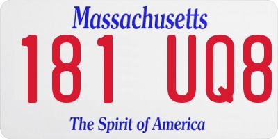 MA license plate 181UQ8