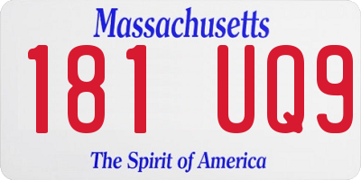 MA license plate 181UQ9