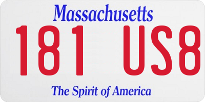 MA license plate 181US8