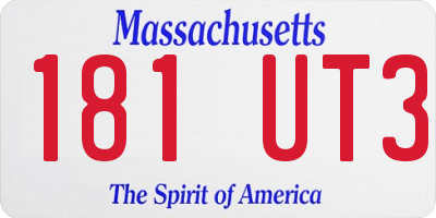 MA license plate 181UT3