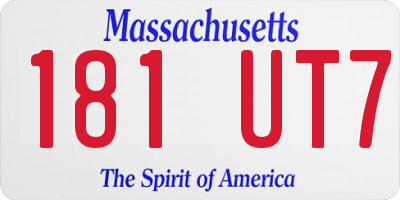 MA license plate 181UT7