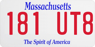 MA license plate 181UT8