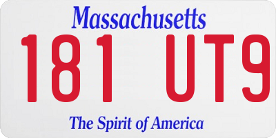 MA license plate 181UT9
