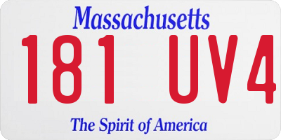 MA license plate 181UV4