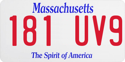 MA license plate 181UV9