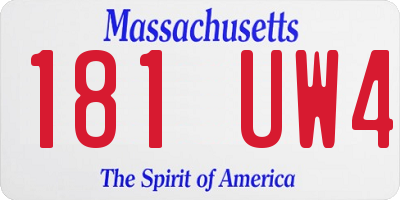 MA license plate 181UW4