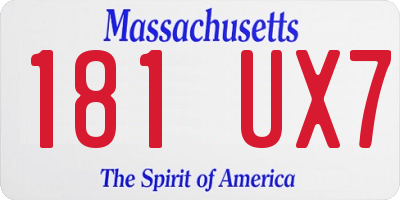 MA license plate 181UX7