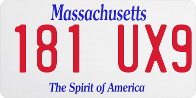 MA license plate 181UX9