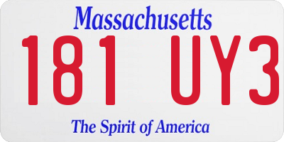 MA license plate 181UY3