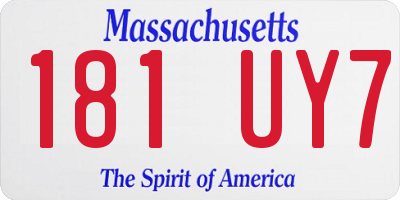 MA license plate 181UY7