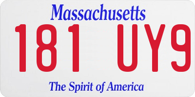 MA license plate 181UY9