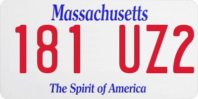 MA license plate 181UZ2