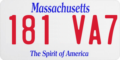 MA license plate 181VA7