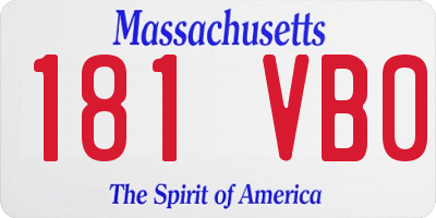 MA license plate 181VB0