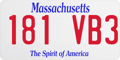 MA license plate 181VB3