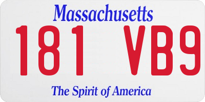 MA license plate 181VB9