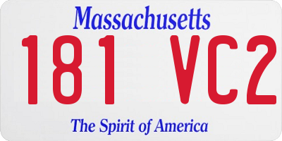 MA license plate 181VC2